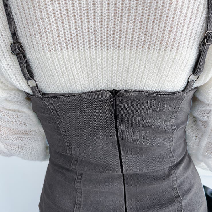 レースアップデニムミニキャミワンピース[品番：OUTW0000061