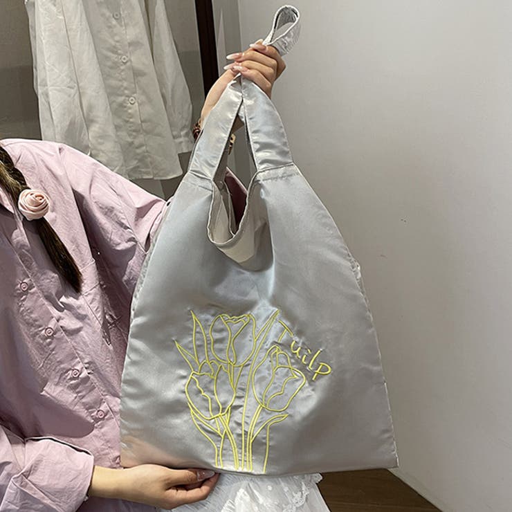 チューリップ刺繍サテントートバッグ[品番：OUTW0000107]｜Outfitter