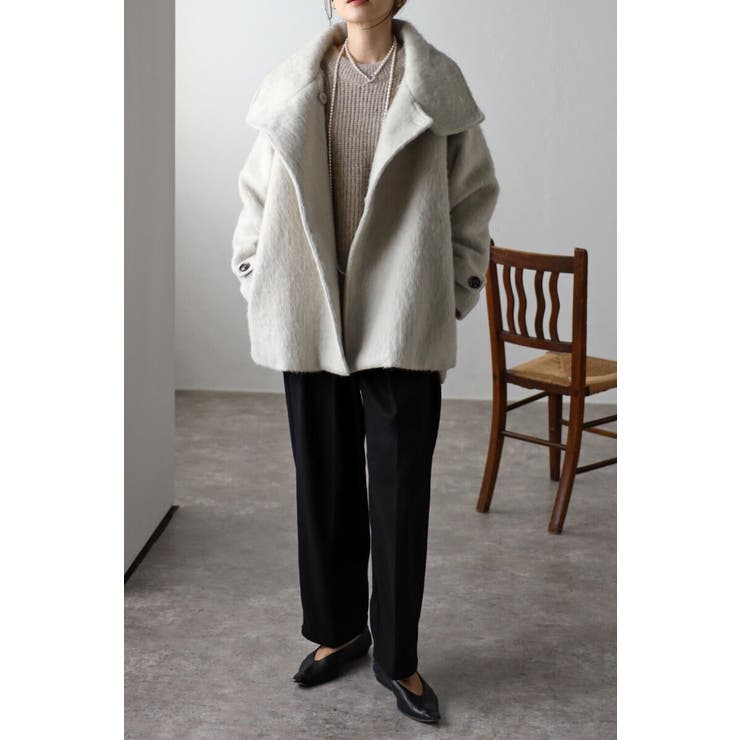 シャギーミドル丈スタンドカラーコート[品番：BLEW0002029]｜BONJOUR