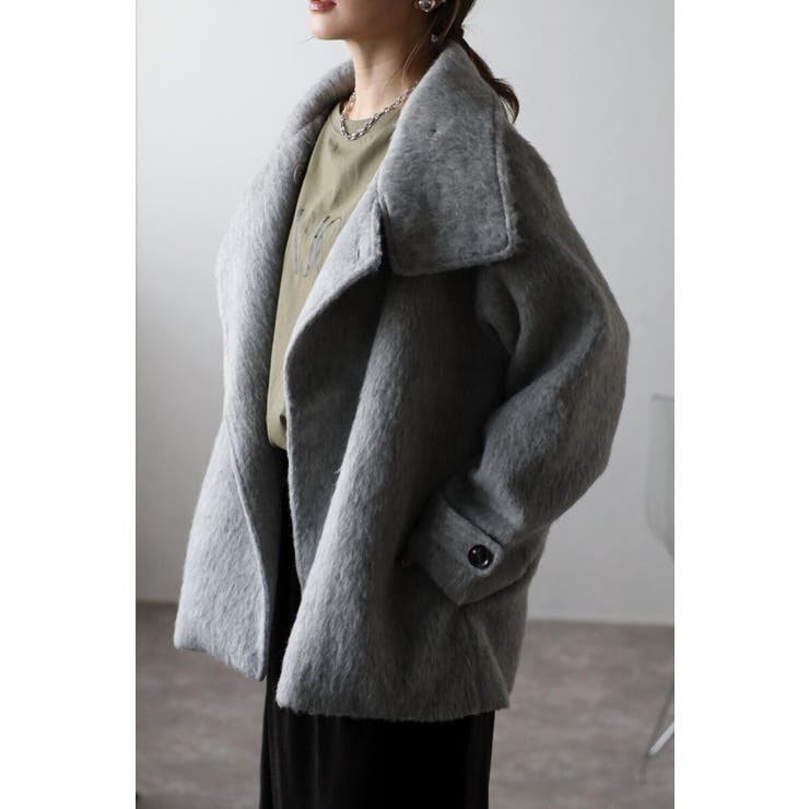 シャギーミドル丈スタンドカラーコート[品番：BLEW0002029]｜BONJOUR