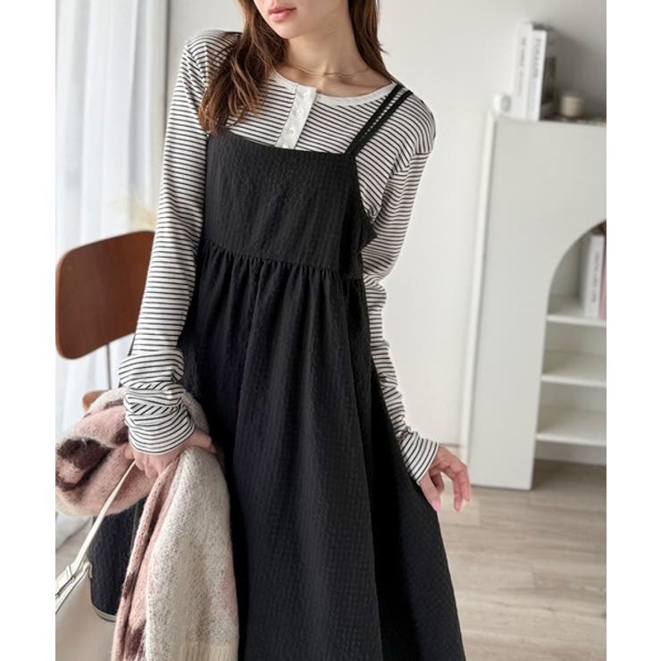 後ろ姿も可愛く盛れちゃう♪サッカー素材バックリボンフレアキャミ