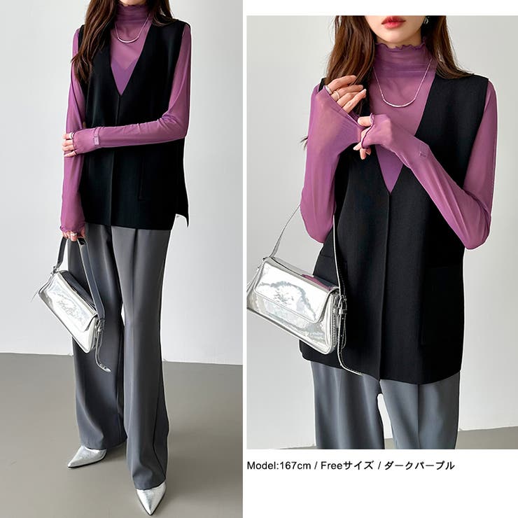 レイヤードにも使いやすい シアートップス ハイネック[品番