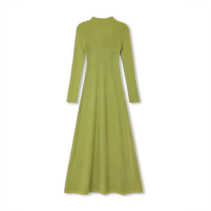 ハイネックニットワンピース ロングワンピース リブニット[品番