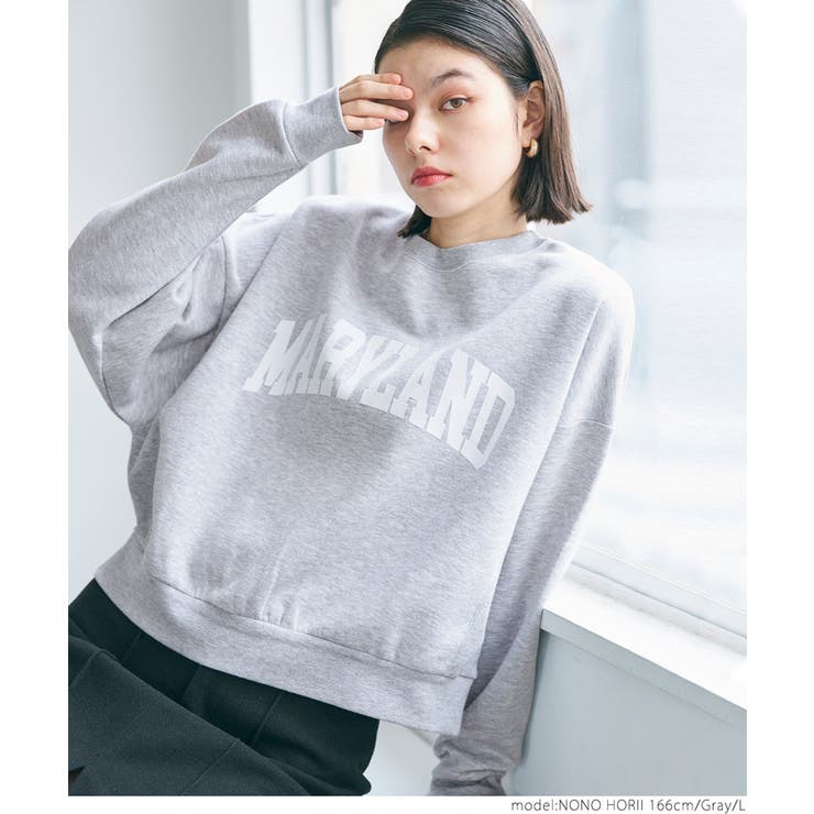 ポリエステルコットン裏起毛フロッキークロップドスウェットトップス