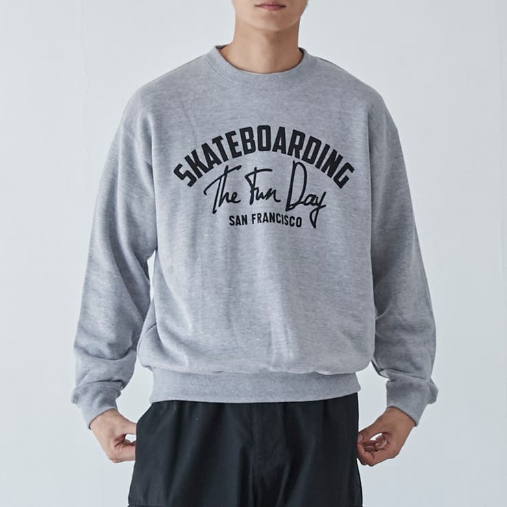 PARKIES裏毛プリントスウェット（グレー）[品番：COEW0004959]｜coen