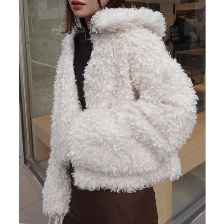 プードルボア2wayカラーショートジャケット ファーコート コート[品番