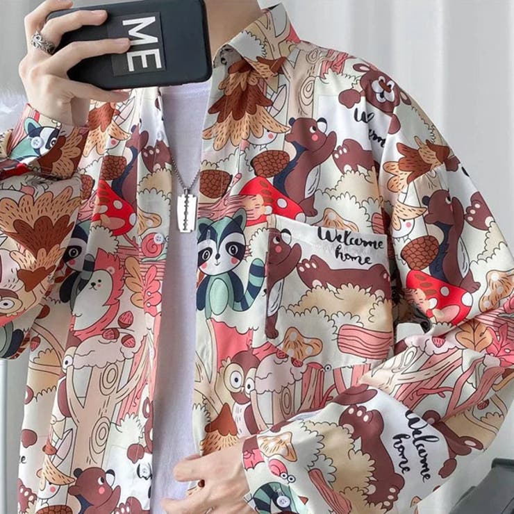 柄シャツ 森の動物柄 長袖[品番：DCTW0003707]｜Decorative
