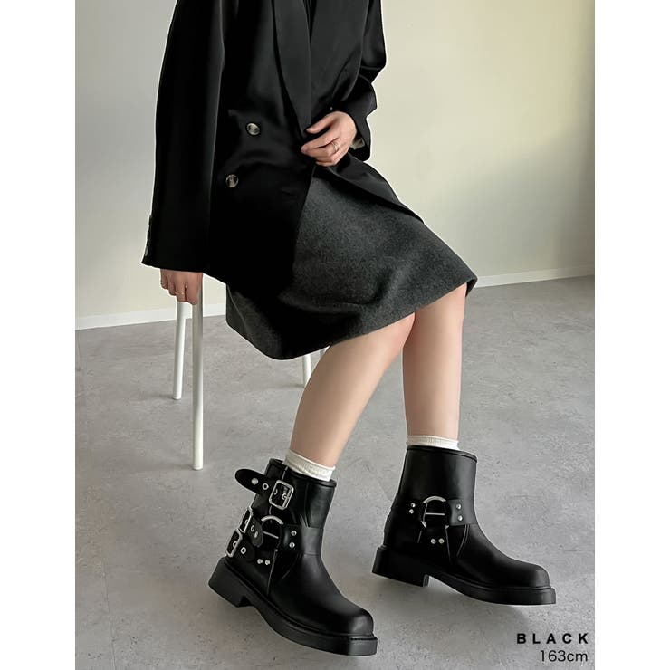 大きいサイズ有]バックルデザインミドルエンジニアブーツ[品番