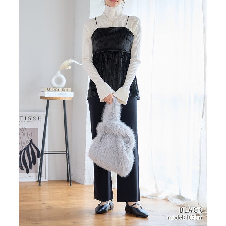 クラッシュベロアペプラムキャミソール ベロア キャミソール[品番