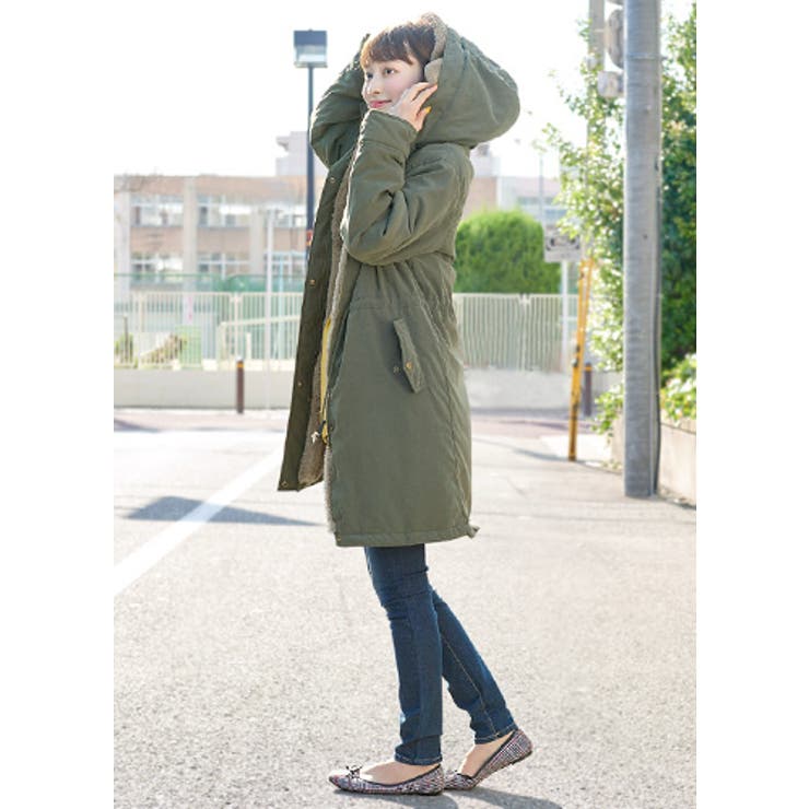 ふわふわファーであったかオシャレ！ファー付きモッズコート コート