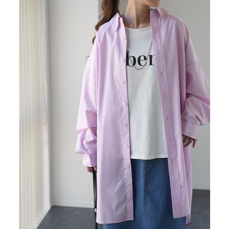 シャツ レディース トップス オーバーサイズ チュニック 長袖 カラー