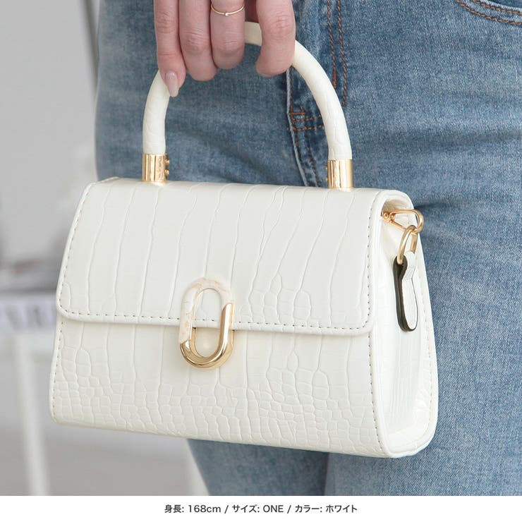 クロコ調2wayフラップミニバッグ [24104 フェイクレザー[品番
