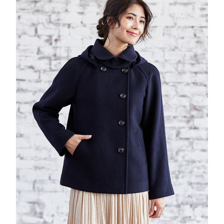 WEB限定】二重織りメルトンラグランショートコート[品番：VISW0004707