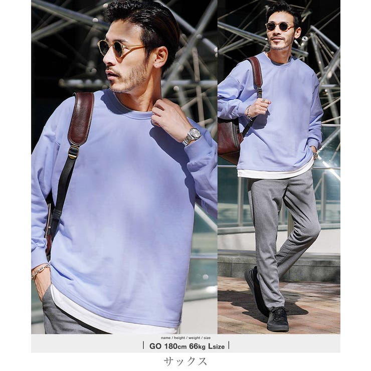 ◇フェイクレイヤードトレーナー◇スウェット トレーナー メンズ[品番