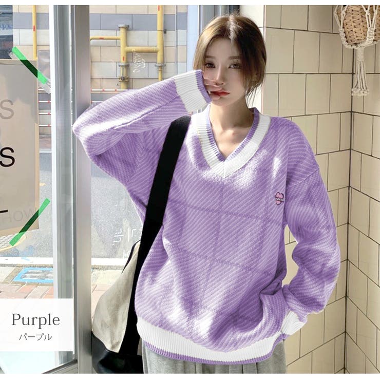 ニットトップス Vネック オーバーサイズ[品番：JCSW0000852]｜JOCOSA