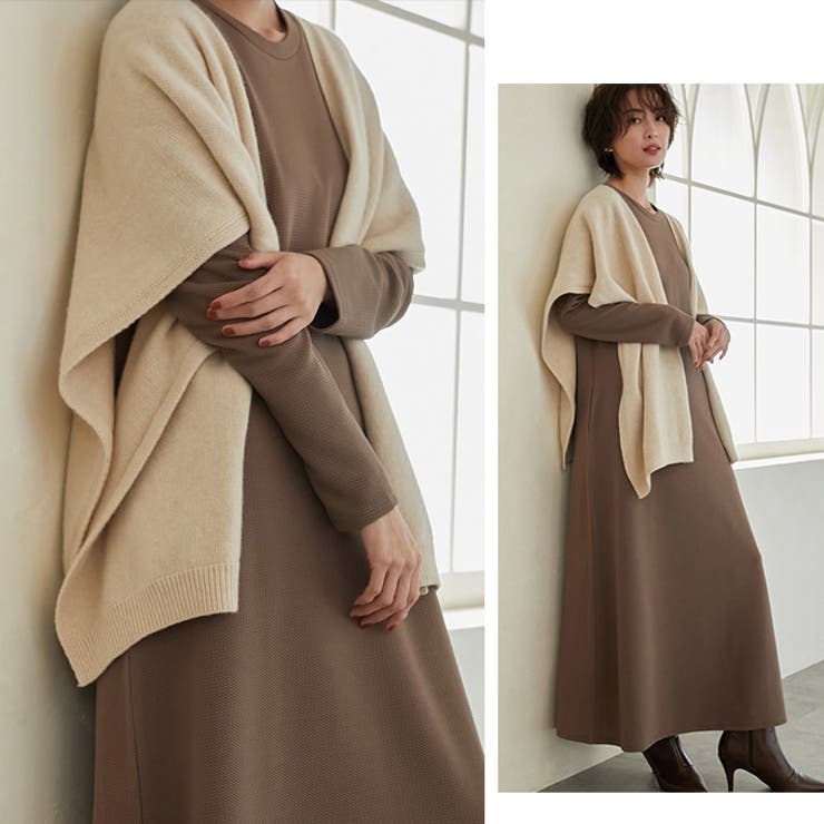 ストール風カーディガン レディース コットン混[品番：KRIW0000865