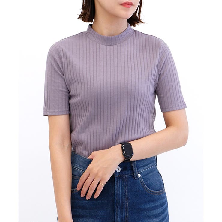 □残りわずか□半袖プチハイネックTシャツ[品番：LOSW0008721]｜CLOTHY