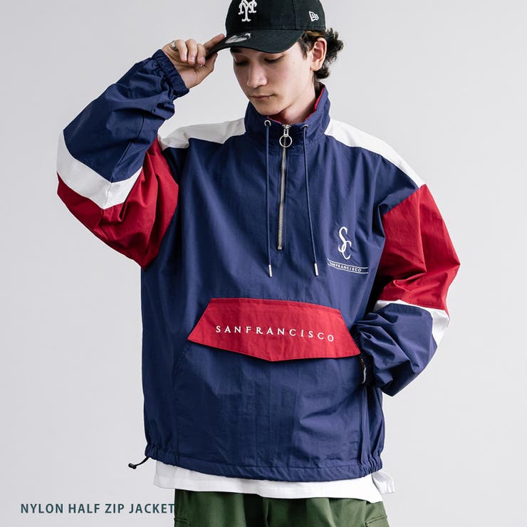ナイロンジャケット ハーフジップ スタンドネック[品番：OE000008199