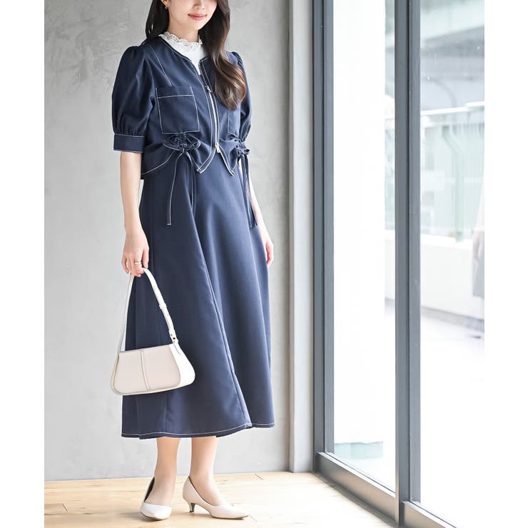 ドロストシャツブルゾン×キャミワンピースセットアップ[品番