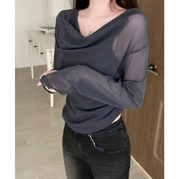 レイヤード風 シアードレープトップス[品番：KH000015716]｜VIVID LADY