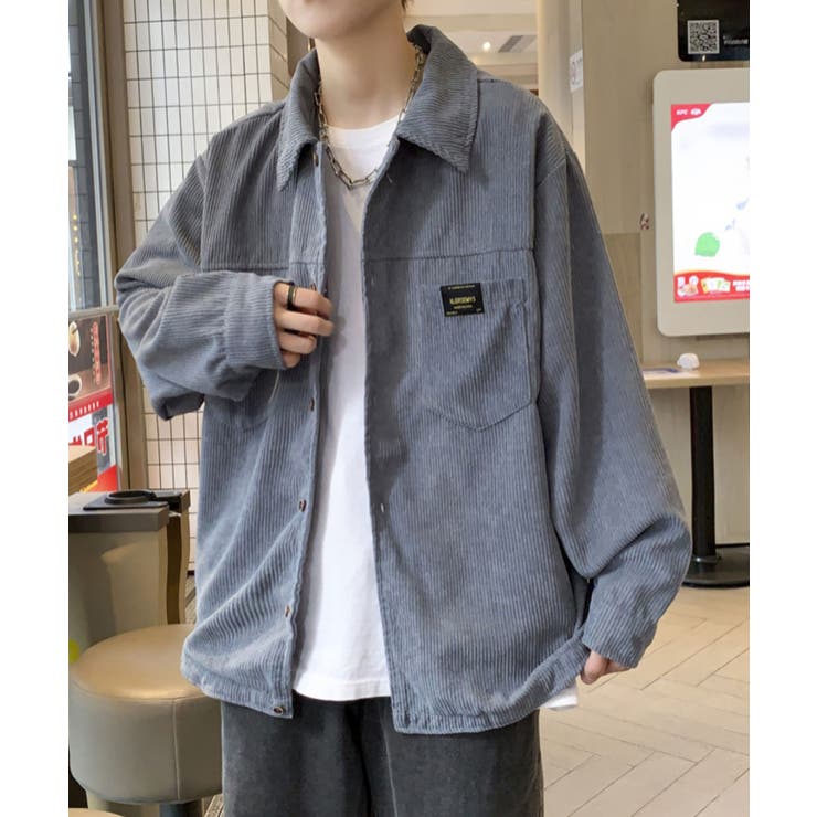 SETUP7】ワンポイントロゴコーデュロイシャツジャケット KNF037[品番
