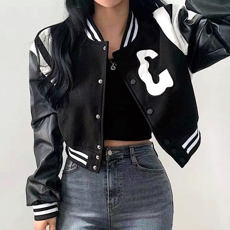 刺しゅうロゴショート丈スタジャン 秋 冬[品番：SHNW0012001]｜SHEENA