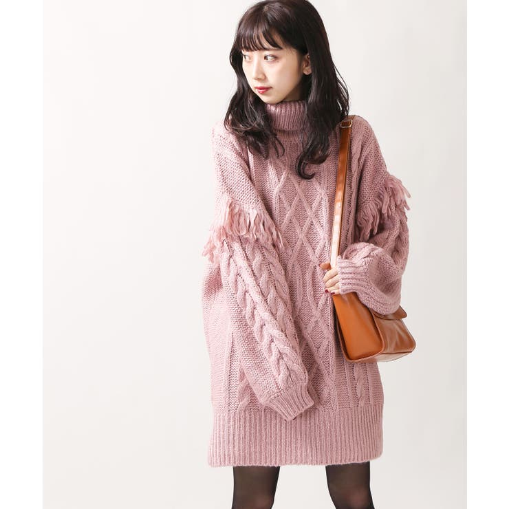 フリンジケーブルニットワンピース BR17WN12-L002[品番：WG010023904