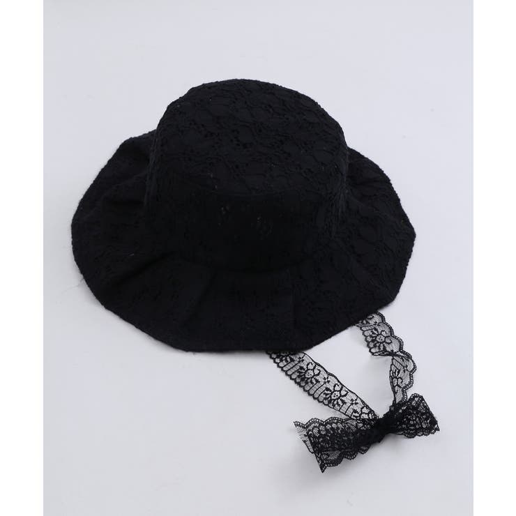 黒いフリルデザインのカジュアルハットワンダフルワールドピコフリル