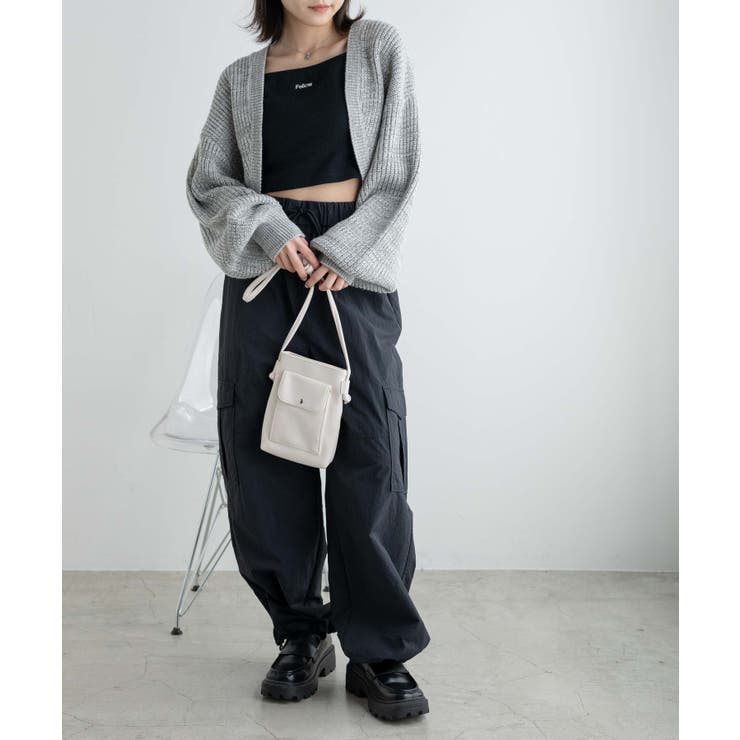 ロゴ刺繍クロスショートキャミ キャミソール レディース[品番