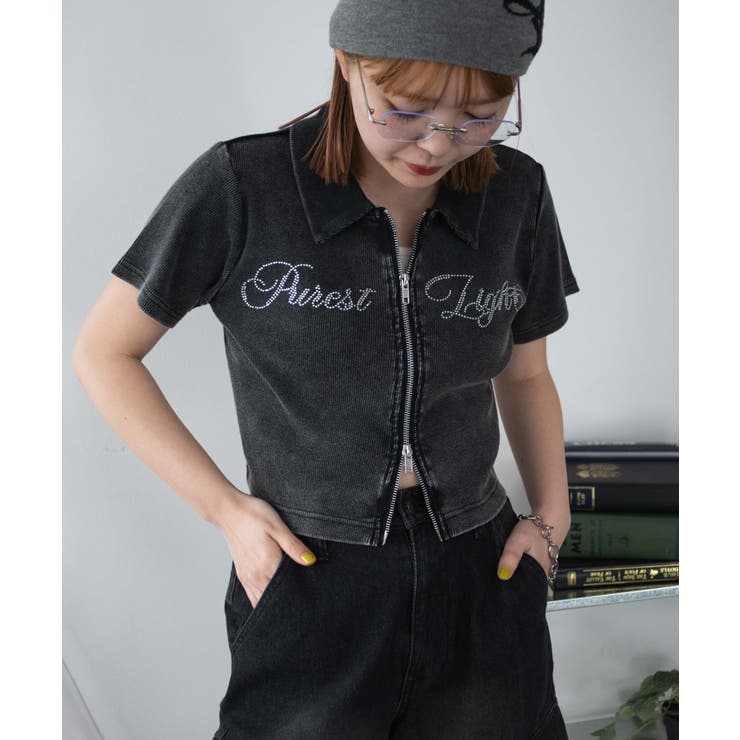 ラインストーンロゴWZIPトップス[品番：WG010093950]｜WEGO【WOMEN