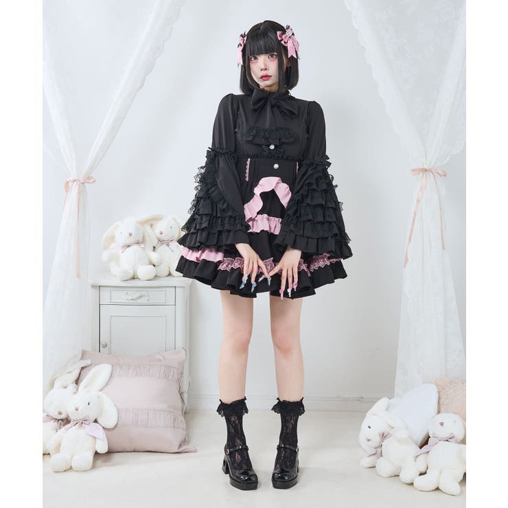 フリルハイネックレースリボンプリンセスブラウス 量産型 地雷系 夢