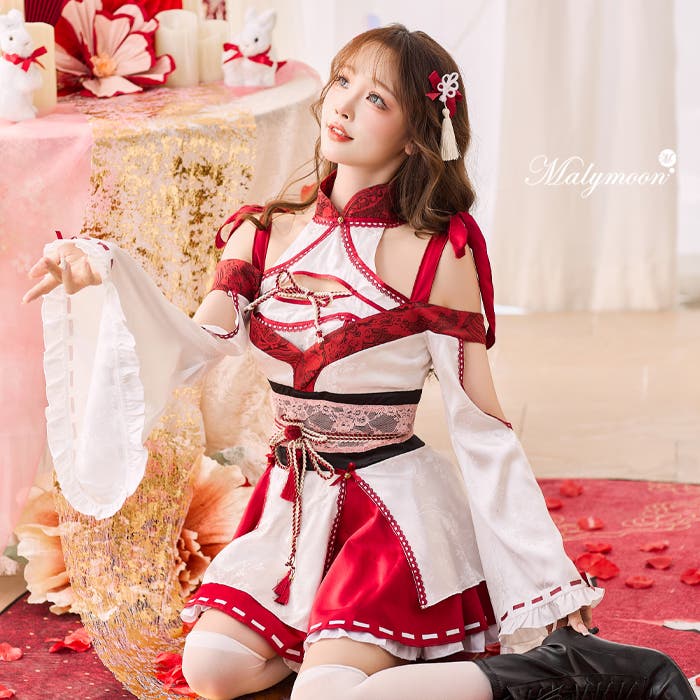 ロマンティックレース巫女コスチューム《オリジナルコスプレ5点セット