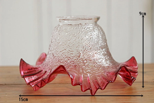 クランベリーガラスが美しいガラスシェード フランスアンティーク照明