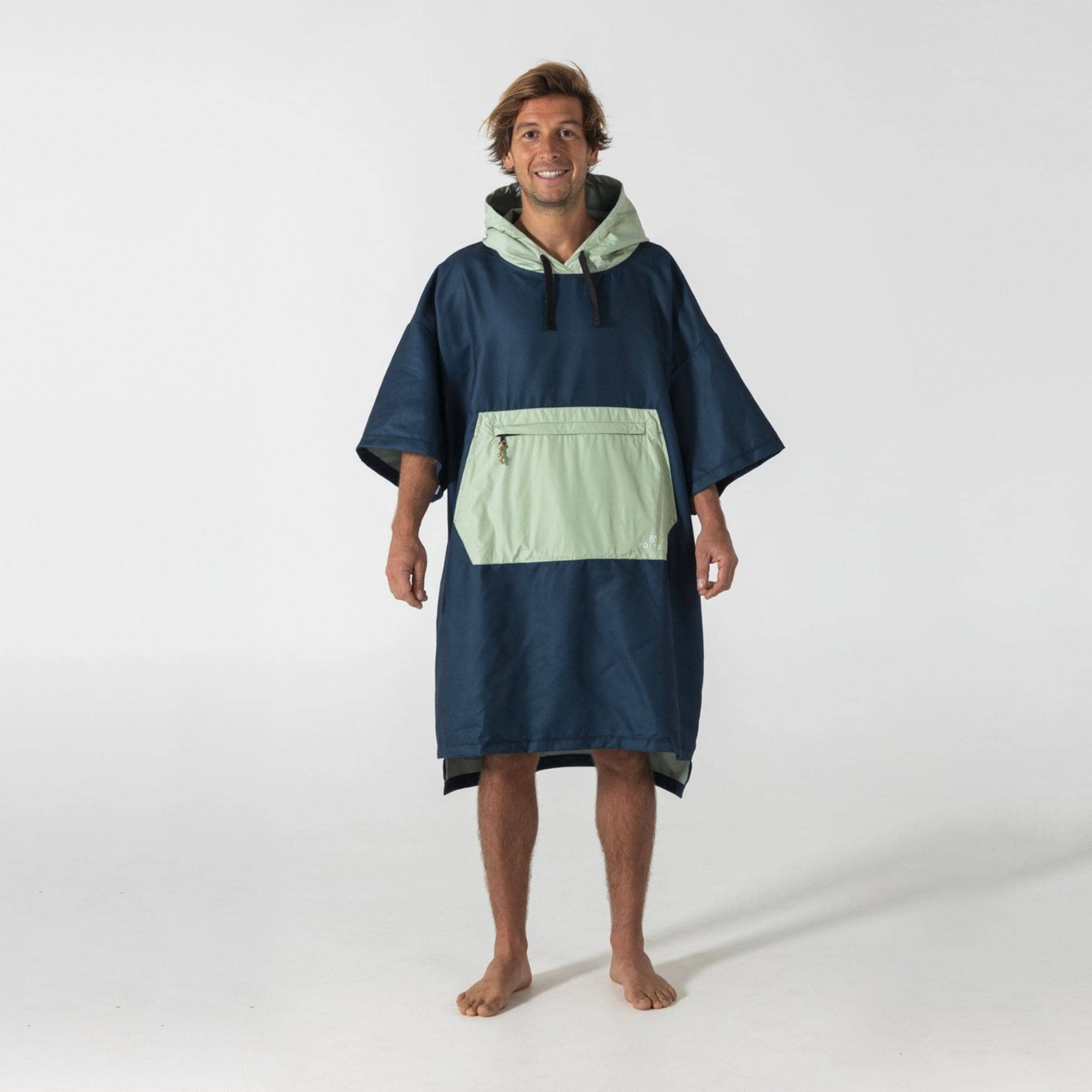 VOITED Micro Fleece Poncho - Ocean Navy/Ethno