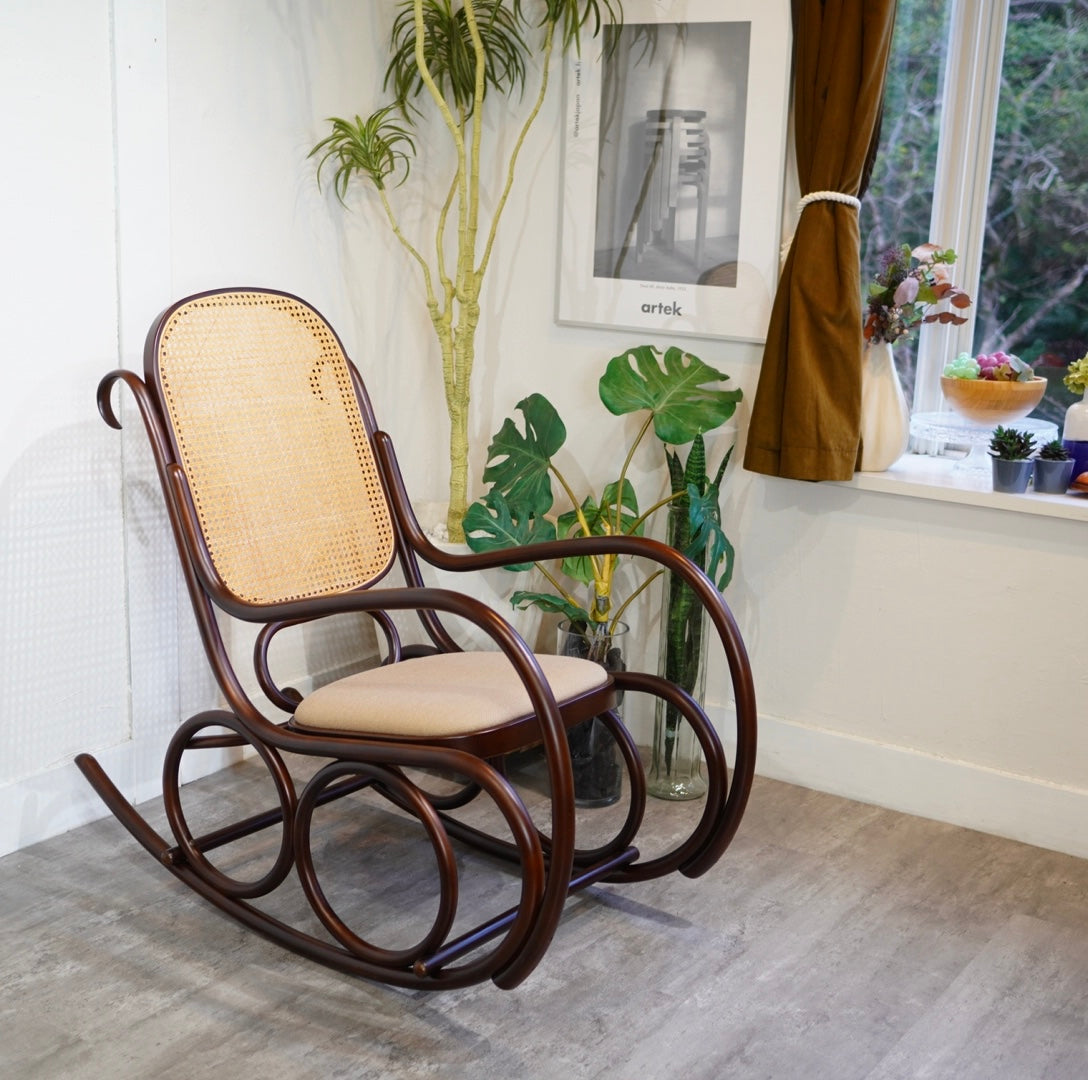 秋田木工 ベントウッド ロッキングチェア 曲木 籐編み 安寧椅子 中古