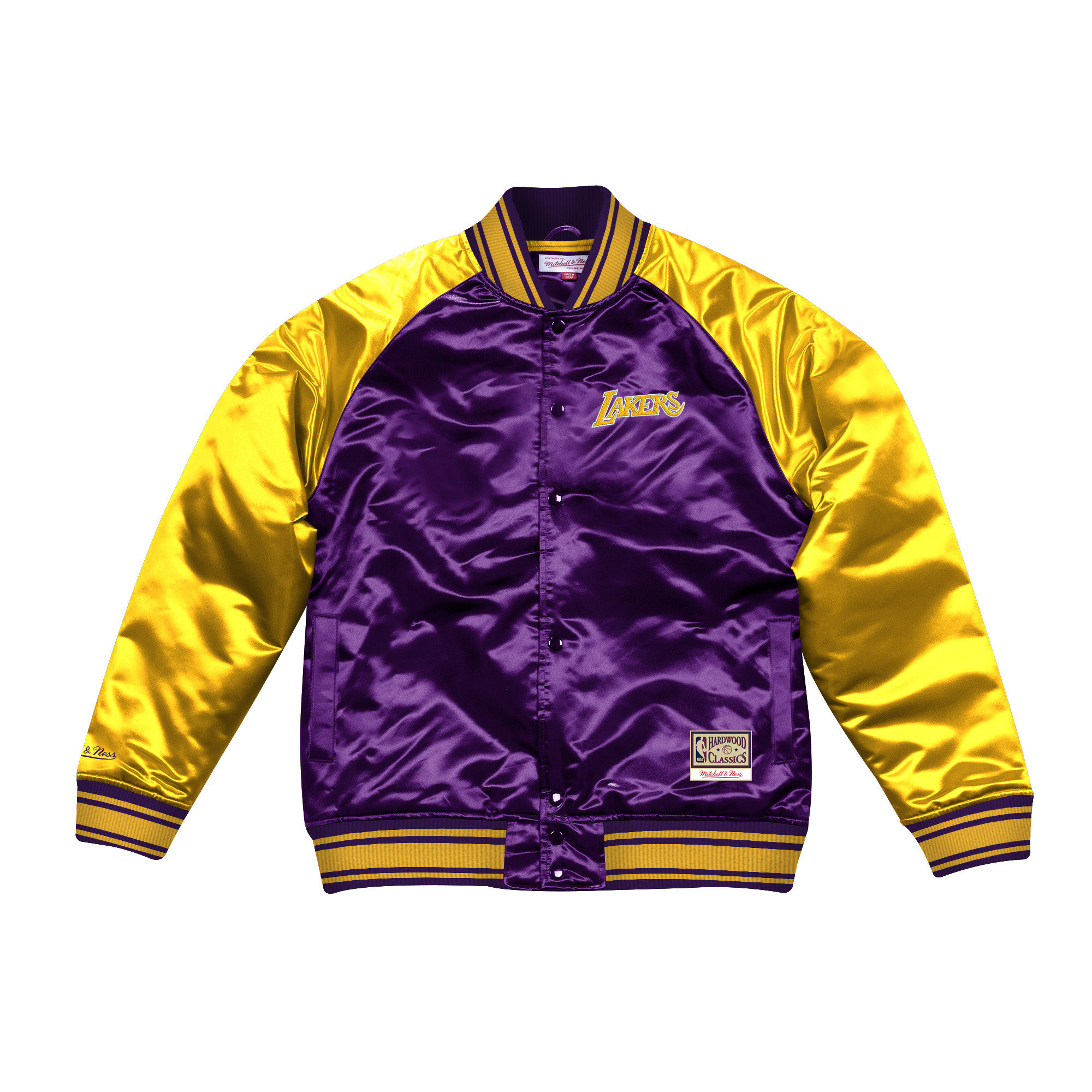 Lakers Men's M&N 21 Colossal Satin Jacket Purple/Gold - The Locker