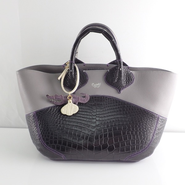 チビナイルのレザー×クロコダイル チビワニチャーム付トートバッグ