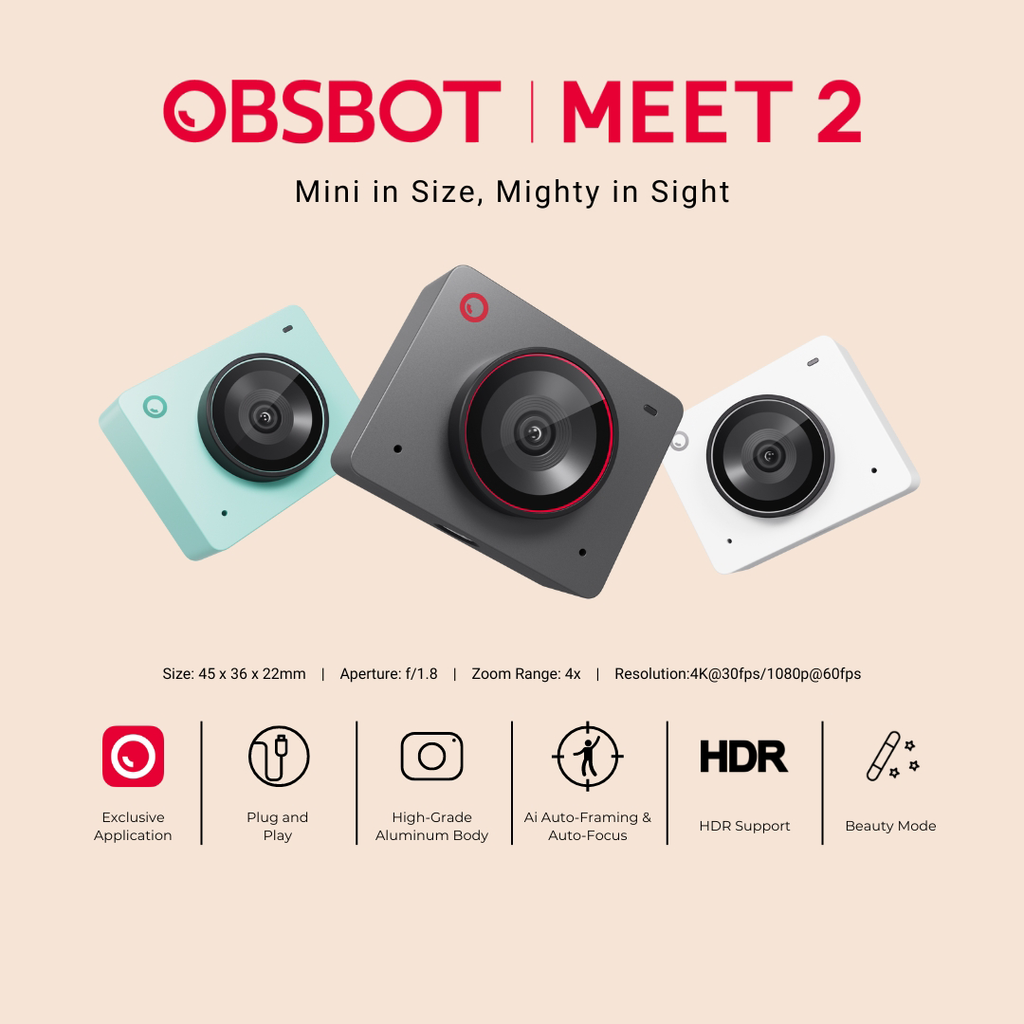 OBSBOT Meet 2 4K / Meet SE 1080p Webcam AI-Powered Face Track