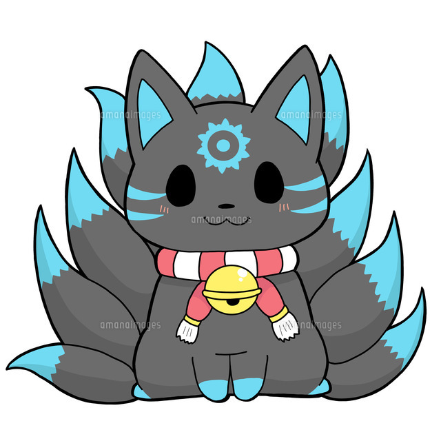 九尾の狐・黒と青のイラスト素材 [FYI07920362] | ストックフォトの