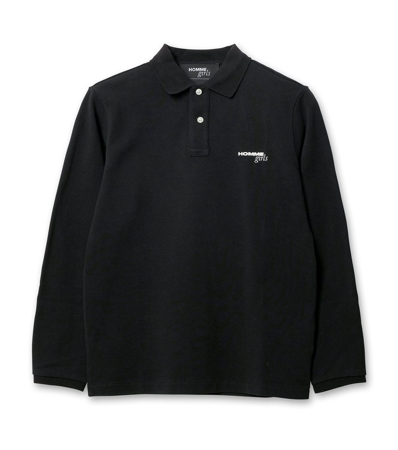 オムガールズ - HOMMEgirls | Long Sleeve Pique Polo-Black-Sの通販