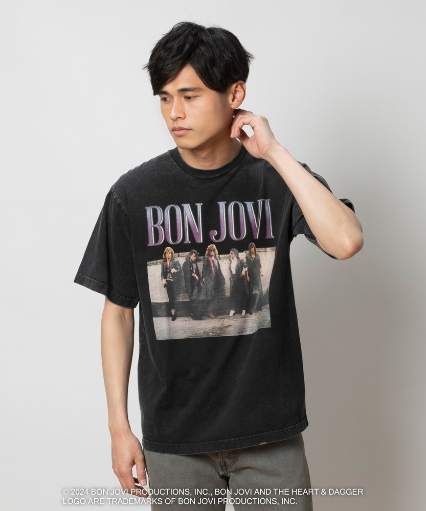ヴィンテージ加工バンド・ムービーTシャツ(M ボンジョビ): トップス