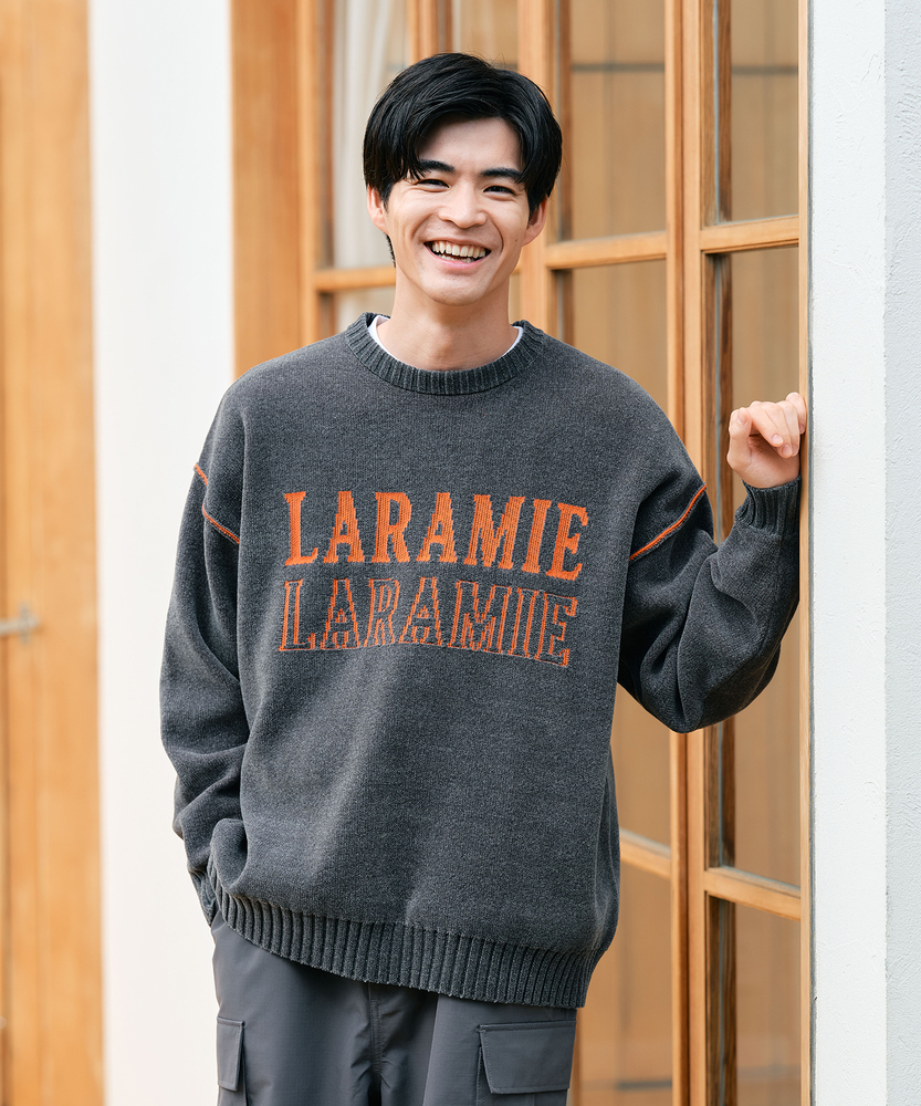 モールニットロゴクルーネックセーター(M ネイビー): トップス｜Right