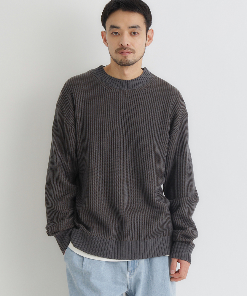 畔編みクルーネックセーター(S オリーブ): トップス｜Right-on公式