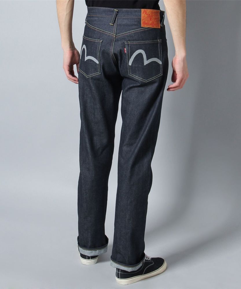 9001赤耳セルビッジワイドデニムパンツ グレーペンキステッチ メンズ