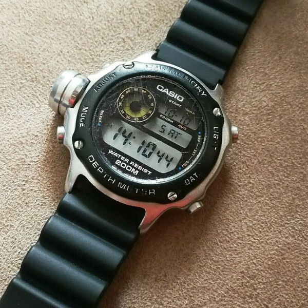 vintage casio dep-510 air divers depth meter log memory lcd watch