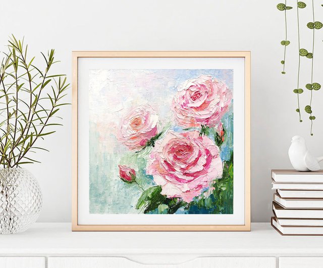 バラの花束 油絵 木製フレーム付き 高島屋 バラの花束 油彩画 木製