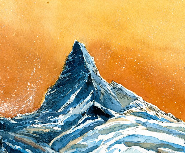 香港 【スイスの複製画】マッターホルン/画家 温少輝/ギャラリー