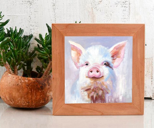 10%OFF】ロシア 豚の肖像画オリジナル油絵家畜アート面白い壁アート