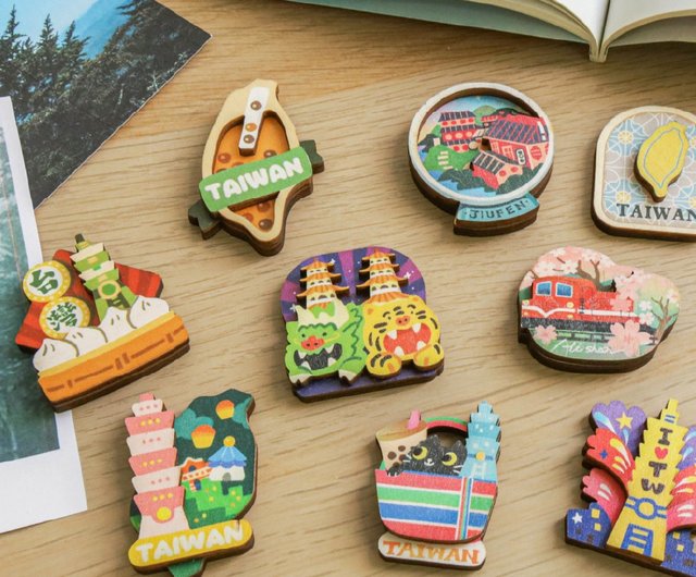 台湾 【台湾印象 - 木製マグネット】全 20 種 マグネット/旅行記念品