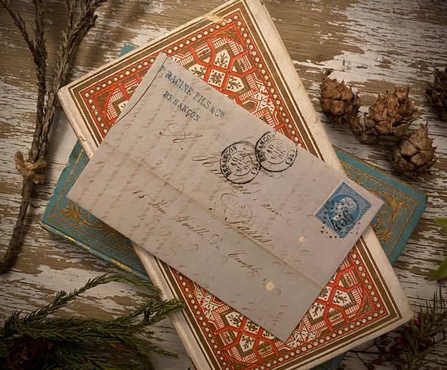 台湾 19 世紀のフランスの手書きのアンティーク手紙（郵便料金付き